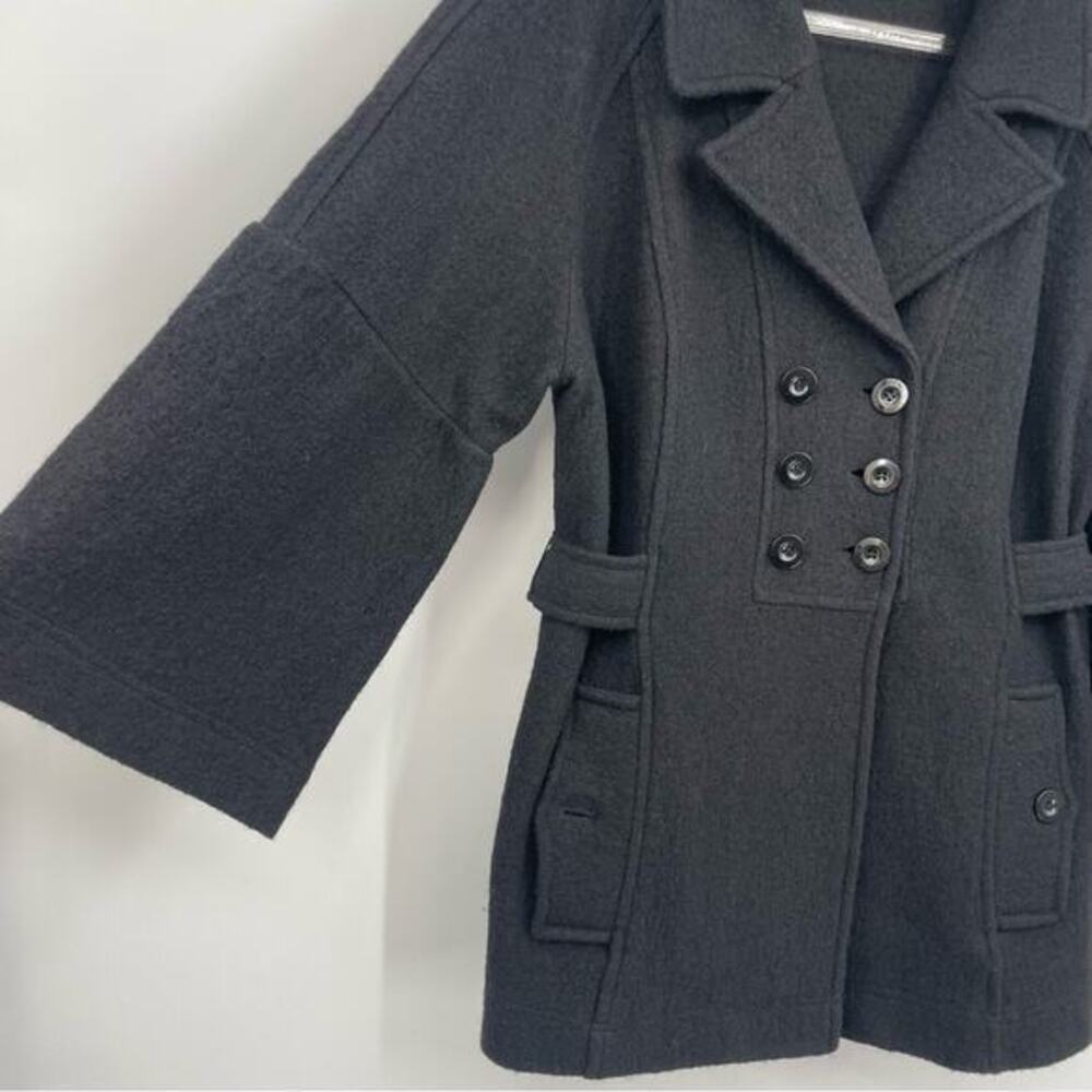 Sandro 100%‎ Wool Double Breasted Bell Sleeve Pea Coat Size XL - Picture 4 of 11